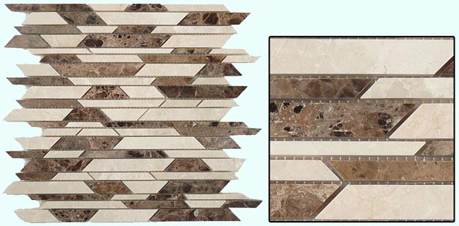 Marble Mosaic Tile Dark Emperador & Botticino